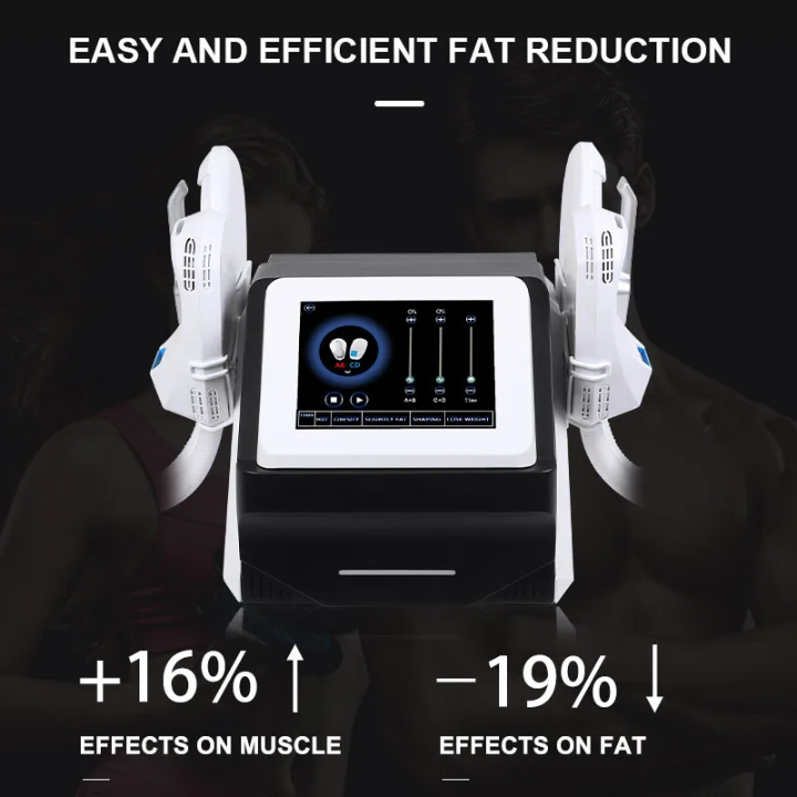 Manufacturer marketing image showing the EMS body sculpting system